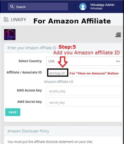 Amazon affiliate id 1