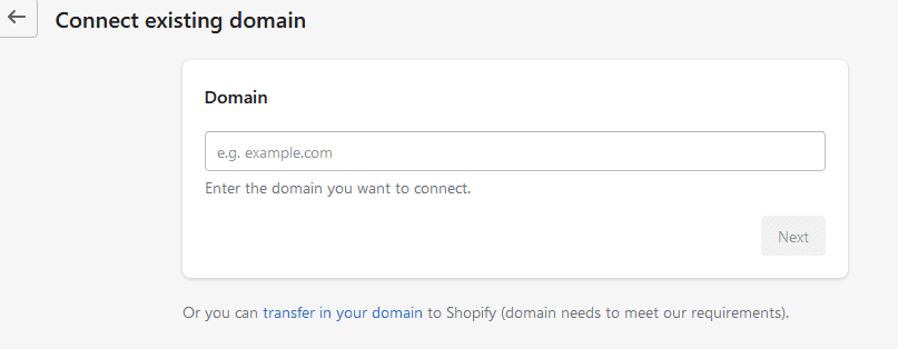 Shopify connect domain