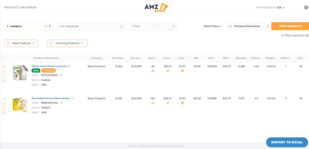 AMZScout product database