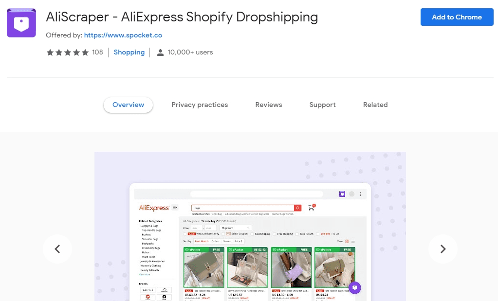 AliScraper - AliExpress Shopify dropshipping