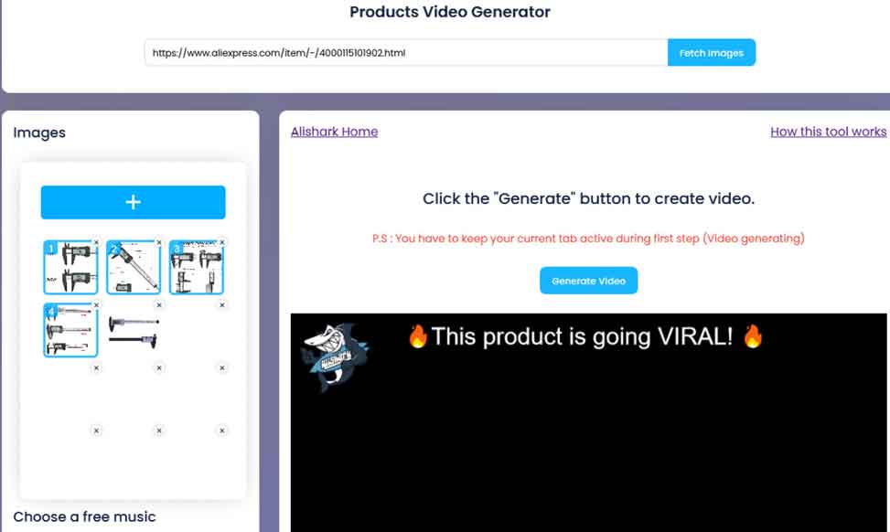 AliShark Products Video Generator