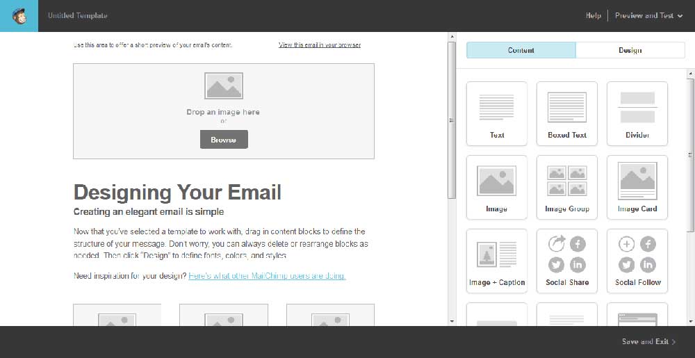 Mailchimp email editor