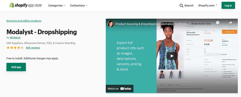 Shopify Modalyst ‑ Dropshipping app